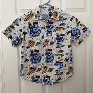 Comic Motif Boys Button Down Shirt